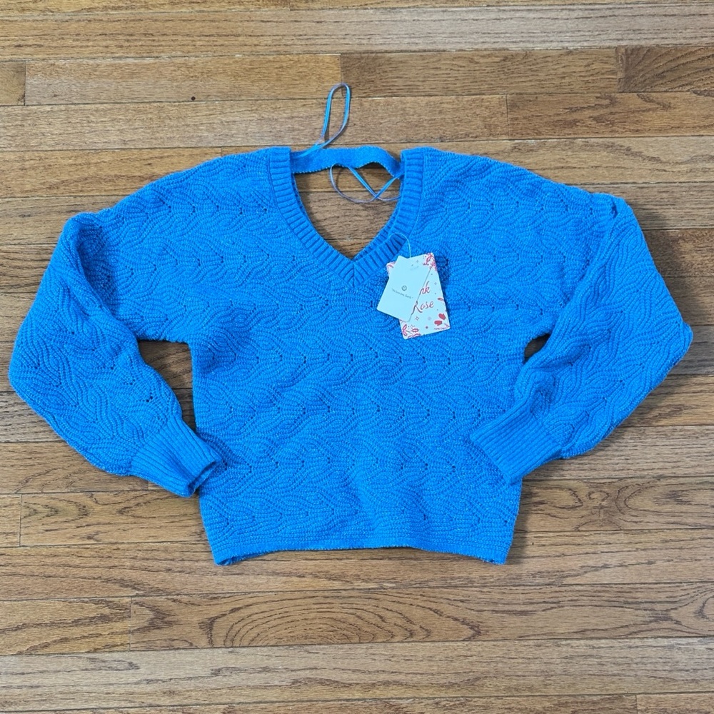 Chic Blue V-Neck Sweater for Women